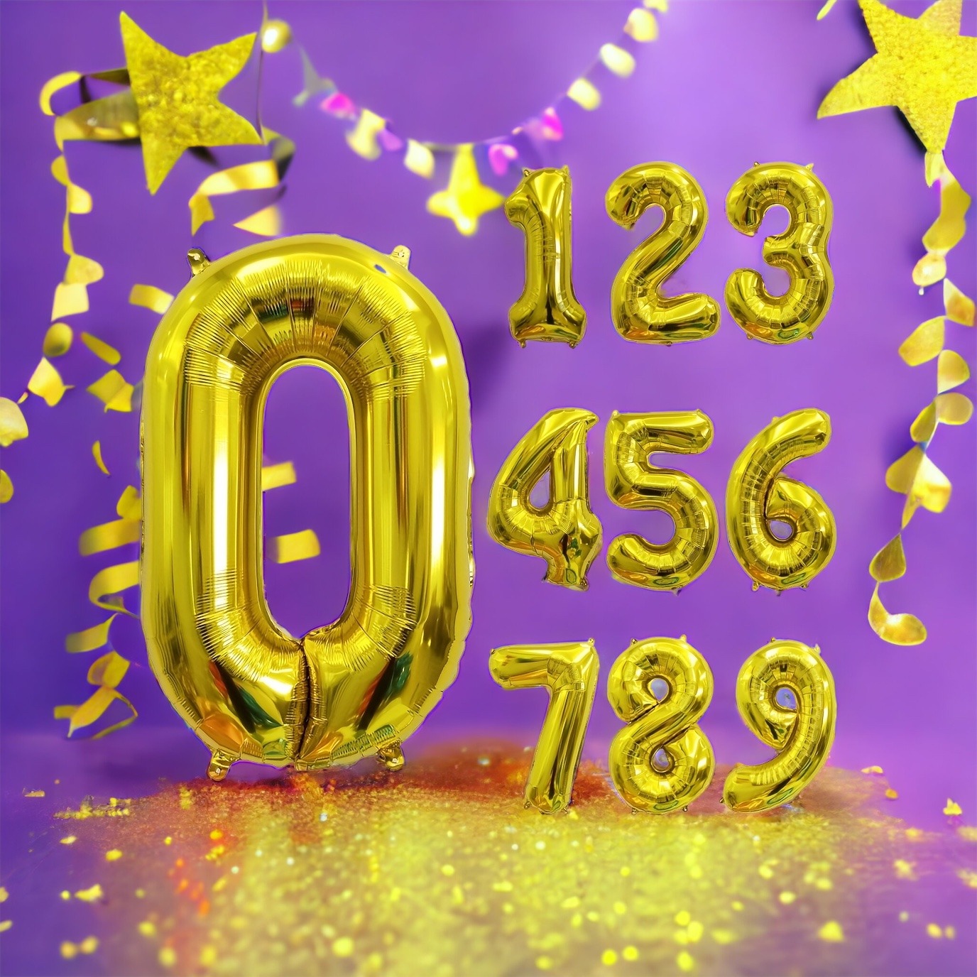 GOLDEN NUMBERS HELIUM BALLOON